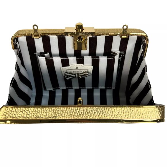 Henri Bendel The Party Starter Gold Clutch Shoulder Box Purse Removable Strap - Picture 13 of 16